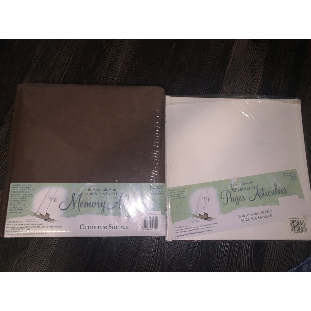 Bundle - NWT!! 12x12 Strap Hinge Memory Album Scrapbook + Refill Hinged Pages